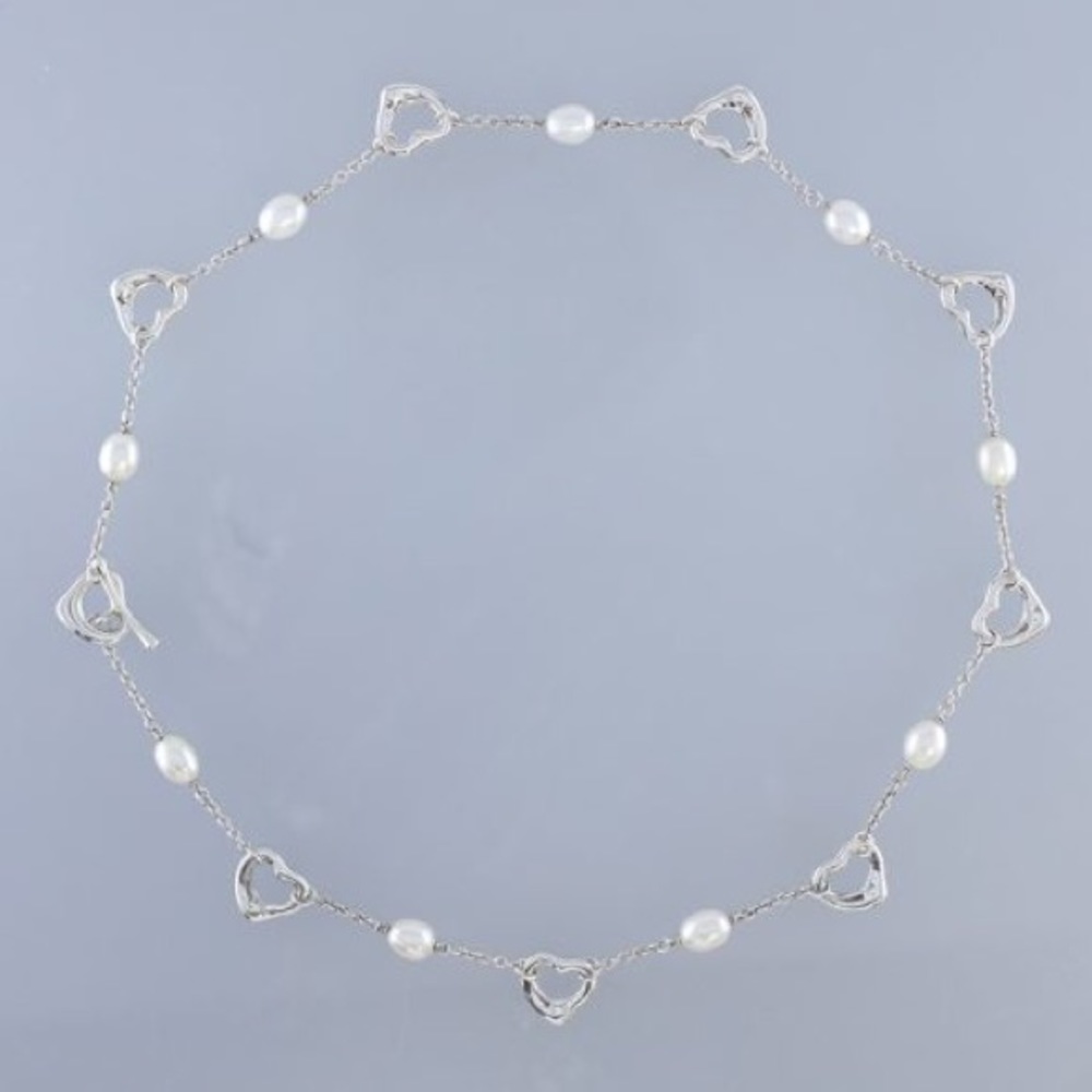 Tiffany & Co. Elsa Peretti Heart Pearl Necklace